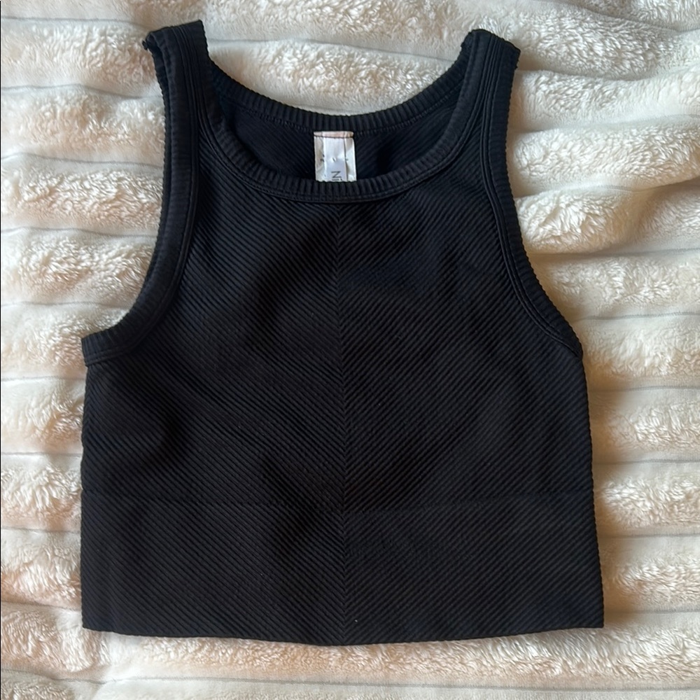 Black Sleeveless Ribbed Top